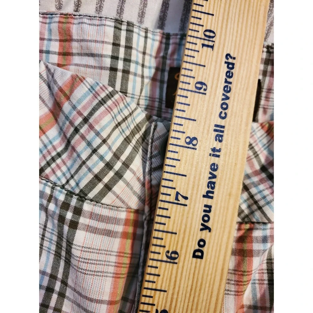 Bermuda Shorts Vintage Y2k Plaid Multicolor‎ Raw Hem Cotton Flap Pocket11